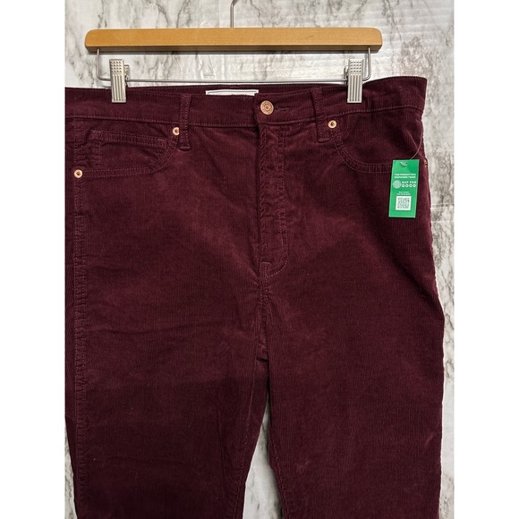 NWT-Gap Vintage Slim High Rise stretch Maroon‎ Corduroy Crop Pant women 31-US 12 - Picture 3 of 10